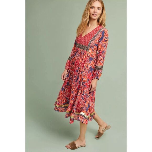 Anthropologie x RD & Koko Trimmed Peasant Dress - Picture 4 of 5